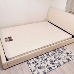 【美品・定価約70,000円】ニトリ ダブルベッド (マットレス込) レザー ホワイト