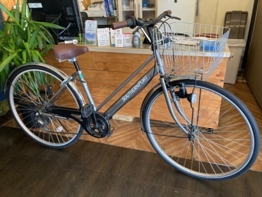 【6段変速】LEDダイナモ　27インチ自転車　ガンメタ