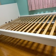 【取引決定】ダブルベッド【ホワイト】すのこ付き
