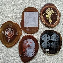 瑪瑙 メノウ スライス 飾台 敷板 マット プレート 小皿 飾皿...