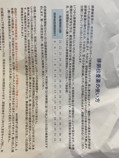 排卵検査薬　説明書のみ