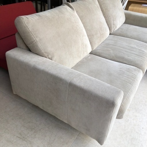 コーデュロイ ソファ オファー ライトグレー オットマン】 コンパクト