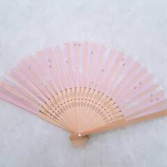 うさぎ柄　ピンクの扇子の画像