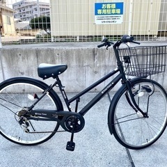 マルイシ 26インチ 6段変速 オートライト 学生 通勤通学 自転車 マットブラック 中古 