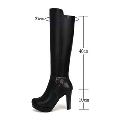 ブラック ベルト ロングブーツ 25.5-26.0cmの画像