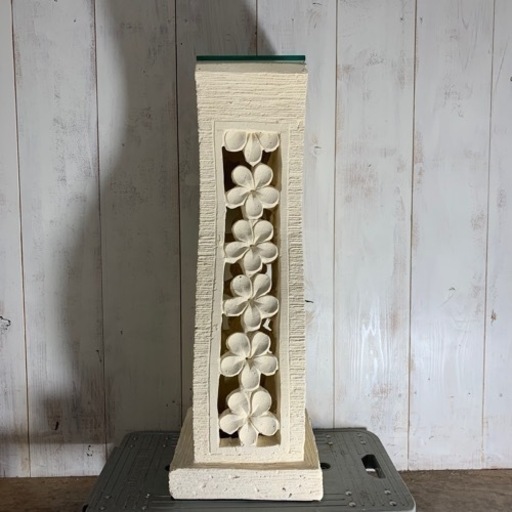 破損 バリ島石材？ 花台 フラワーベース ガーデンオブジェ インテリア オブジェ 菊TK