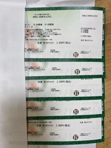 4/8開催　桜島と芸術花火２０２３　ファミリー5枚　芝席青エリア