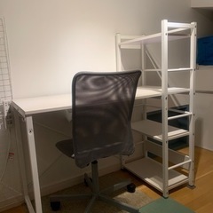 パソコンデスク/学習机&チェア　ホワイト②の画像