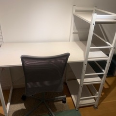 パソコンデスク/学習机&チェア　ホワイト②の画像