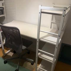 パソコンデスク/学習机&チェア　ホワイト②の画像