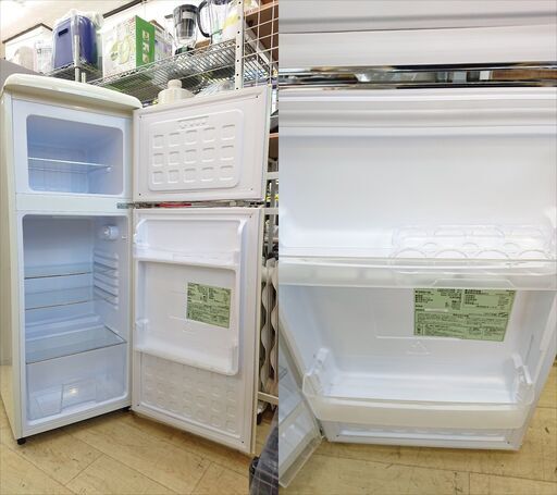 レトロデザイン冷凍冷蔵庫 2021年製 アイリスオーヤマ PRR-122D-W 114L