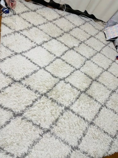 ラグマット　カーペット　約200×250 アイボリー　モロッカン柄
