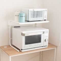 【美品】レンジ上ラック 収納 棚 伸縮可能 ホワイトの画像
