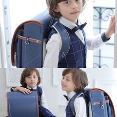 【新品】男の子ランドセル  ベーシック&ボーイ  高級合皮 大容量 軽量 6年保証 全国送料無料 スクールバック 小学生通学カバン ネイビー/カーキ の画像