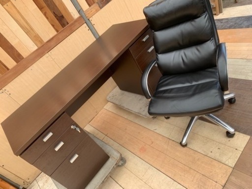 両袖160cm事務机 椅子セット‼︎鍵付き役員用 社長 次長 部長用