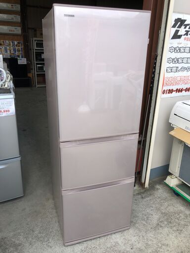 【動作保証あり】TOSHIBA VEGETA 2017年 GR-K36S 363L 3ドア 冷凍冷蔵庫 ピンクゴールド【管理KRR477】