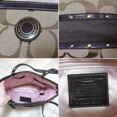 COACH コーチ　シグネチャー　トートバッグ　 F20014 スタッズバッグ　ブラウン系　ハンドバッグ　肩掛けバッグ　正規品の画像