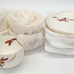 未使用品　龍峰堂 ざ蘭茶菓揃 5客セット 湯呑・菓子皿13cm　茶器 茶道具 普段使い　和皿 ☆ PayPay(ペイペイ)決済可能 ☆ 札幌市 豊平区 平岸の画像