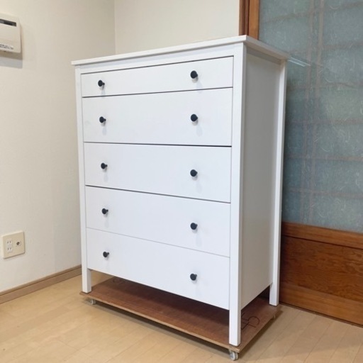 【超美品‼️】オシャレ♪ 90cm幅5段チェスト タンス 衣類収納家具 カントリー調ホワイト♪