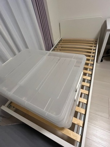 IKEA ホワイト　ベッドフレーム　収納×3