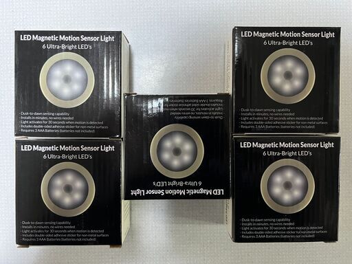 人感センサー ライト 電池式 LEDライト 3Mテープ マグネット 磁石付き 　5個セット