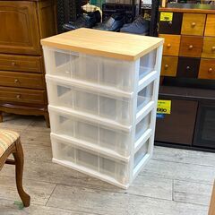 木製天板 4段チェスト 横幅55cm ウッドトップチェスト 収納...