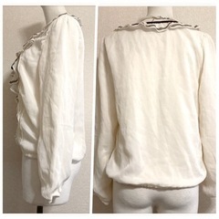 ꒰NETTO di MAMMINA꒱フリル リボン ブラウス 白系 長袖トップスの画像