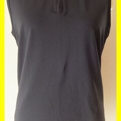 〇良品〇【UNIQLO】ポロ襟ノースリーブカットソー＃L　黒