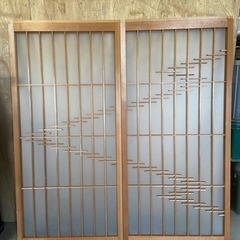 飾りガラス　ガラス戸　引き戸　4枚1セット　中古品　建具　昭和インテリア　古民家の画像