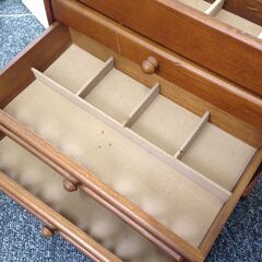 ★オススメ★木製 小物入れ アクセサリー入れ 中仕切りあり 鏡 ４段 MMTP0330-8の画像