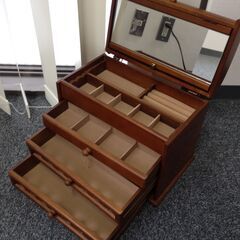 ★オススメ★木製 小物入れ アクセサリー入れ 中仕切りあり 鏡 ４段 MMTP0330-8の画像