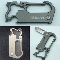 未使用■チタンキーリング■カラビナ■７つの機能付きの画像