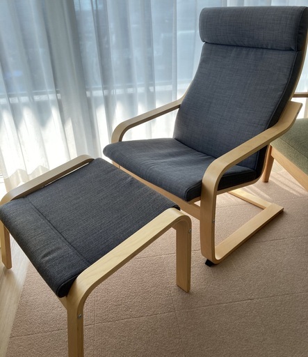 IKEA ポエング パーソナルチェア　グレー　オットマン付き　チェア