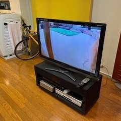【値下げ可】SHARP AQUOS40型液晶テレビ&ホームシアタースピーカー内蔵テレビ台の画像