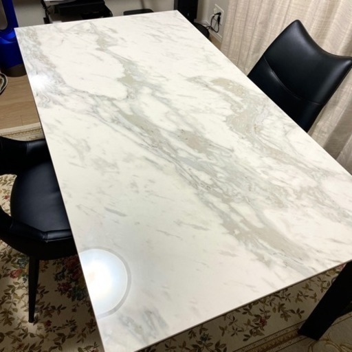 高級家具 ダイニングテーブル & 本革 チェア2脚 村内家具