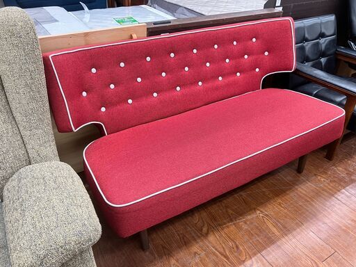 2Pソファ 2人掛けソファ ファブリック 赤 レッド デザイン家具 大型家具  No.2892● ※現金、クレジット、ぺイペイ、スマホ決済対応※