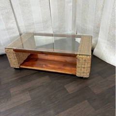 受渡者様決定】定価約¥20000-EFENDI ローテーブル ラタンガラステーブル