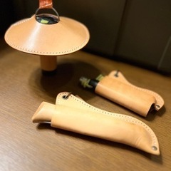 キャンプ用品　レザーケース　ヌメ革の画像
