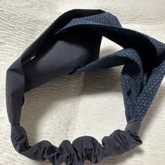 クロスヘアバンド　紬の着物リメイク　ハンドメイド　未使用の画像