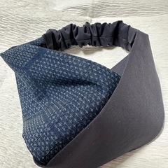 クロスヘアバンド　紬の着物リメイク　ハンドメイド　未使用の画像