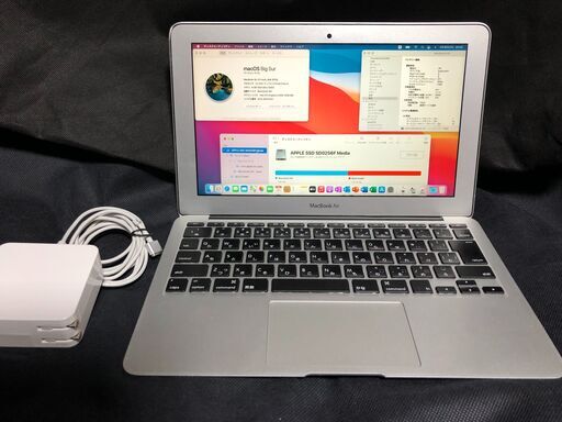 「MacBook Air 11インチ Mid 2013 MD712J/A(Core-i5/4GB/256GB)」 Core i5搭載 /メモリー4GB / SSD-256GB / MacOS(Big Sur)とOffice2019・Bootcamp側はWin10とOffice2010で選択起動可能 / Webカメラ / Bluetooth / 無線LAN /中古品