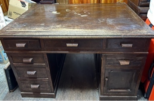 19000円→15000円アンティーク家具　大正昭和初期　ナラ材　両袖机