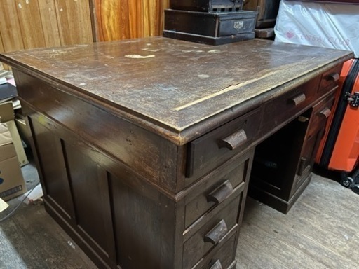 19000円→15000円アンティーク家具　大正昭和初期　ナラ材　両袖机