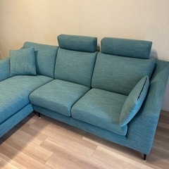 カウチソファ ニトリ ターコイズブルー 美品