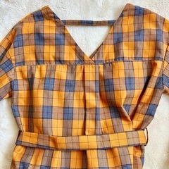 【お取引中】2way鮮やかなオレンジ色チェックシャツワンピース！ワンピース！の画像