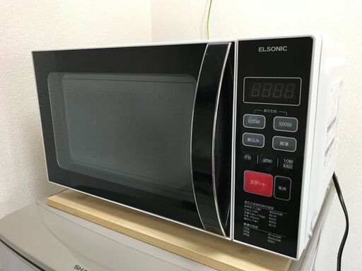 (k)エルソニック 家庭用フラット電子レンジ EG-FMW600 50Hz/60Hz共用 2017年製 幅457mm奥行395mm高さ271mm 美品 説明欄必読
