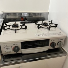 【美品】リンナイ ガスコンロ ガステーブル 左強火 ガスホース・...