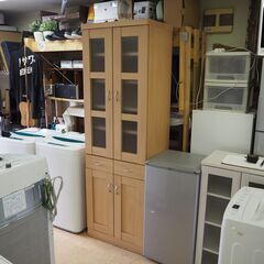 木目調　食器棚　ライトブラウン　配達設置対応(有料)