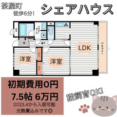 猫飼育可能【松屋町駅徒歩５分】7.5帖洋室
