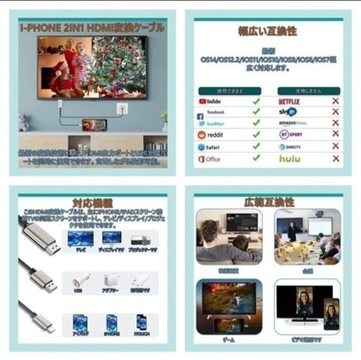iPhone対応HDMIケーブル付き　モバイルプロジェクター　モバイル　ミニ　三脚付き